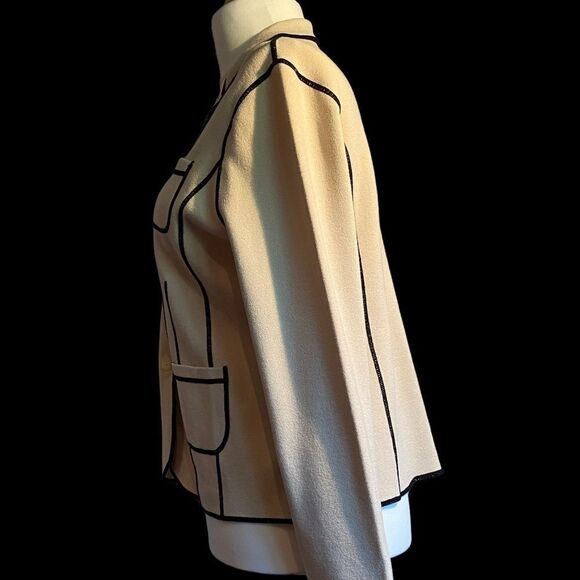 0201 Vintage ANNE KLEIN Cream and Black Wool Blazer Size L NWT - Picture 2 of 9